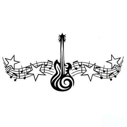Music Tattoo Designs on Music Theme Tattoo Design   Tribal Guitar And Music Notes Bar