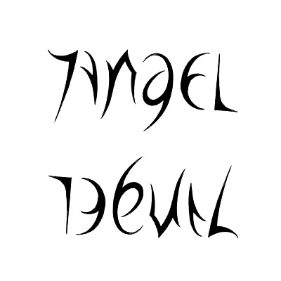 Angel and Devil Ambigram Tattoo Design 