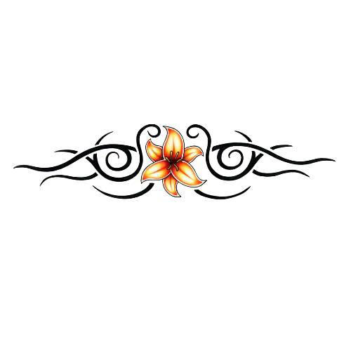 Flower and Tribal Armband Tattoo Design 