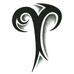 Tribal Aries Symbol With Shading Tattoo Design - TattooWoo.com