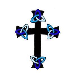 Small Cross With Tribal Knots Tattoo Design 