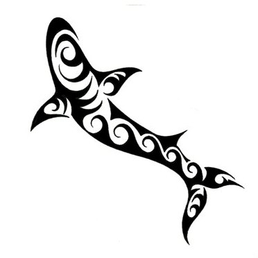 Tribal Shark Swimming Tattoo Design 