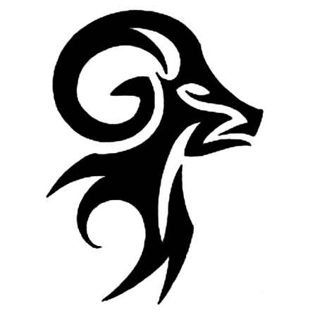 Tribal Ram Stencil Tattoo Design - TattooWoo.com